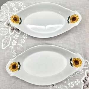 BIA Cordon Bleu Vintage Ceramic Sunflower Casserole Serving Bowls
